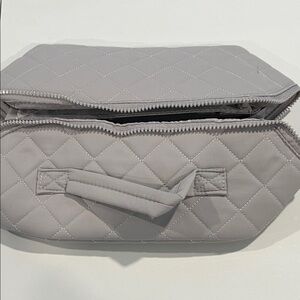Quilted Gray Carry Cosmetic Bag
